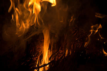 fire flame with smoke close up