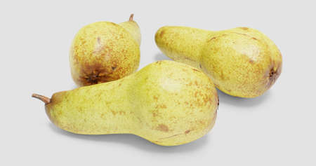 Three long pear isolated on white backgroundの写真素材