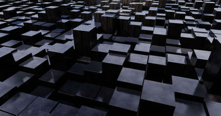 A jumble of cubic figures. 3d illustration