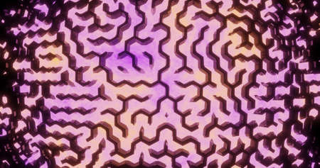 Labyrinth with glowing floor pink abstract. 3d illustrationの写真素材