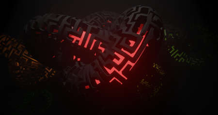 Abstract torus knot with internal glow in the form of a labyrinth. 3d illustrationの写真素材