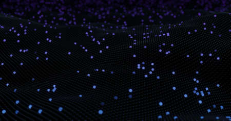 Wave of spheres with splashes of glowing abstract background 3d illustration