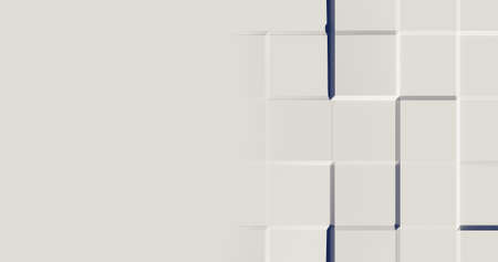 White wall with protruding squares. 3d renderingの写真素材