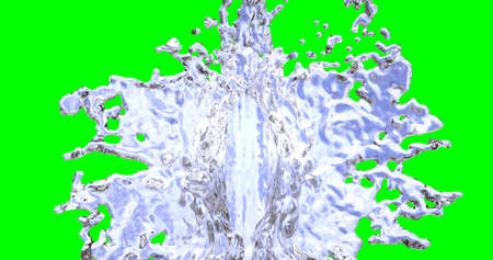 Splash of liquid on a green background 3d-renderingの写真素材