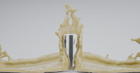 A splash of juice around an aluminum can 3d-renderingの写真素材