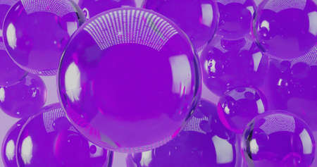 Purple translucent spheres for the backgroun 3d-renderingの写真素材