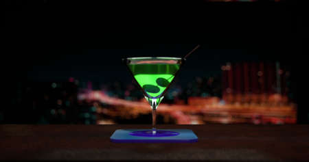 Martini cocktail with olives 3d render illustrationの写真素材