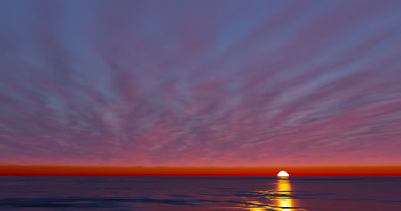 Beautiful dramatic sunset on the water 3d renderの写真素材