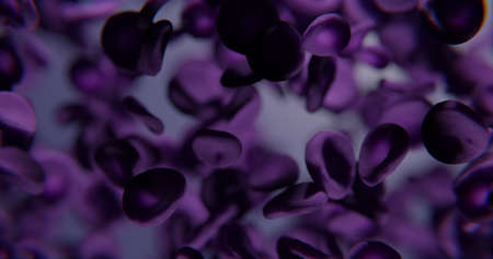 Purple blood cells under microscope abstract background 3d-renderingの写真素材