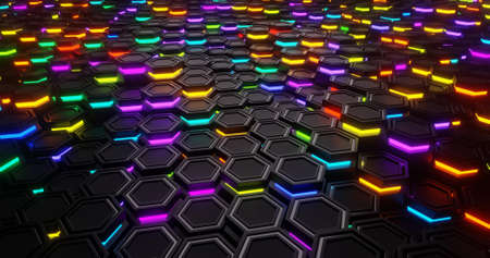 Colored hexagon abstract background. hexagonal structure 3d animationの写真素材