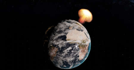 Explosions on planet earth A global catastrophe 3d-renderingの写真素材