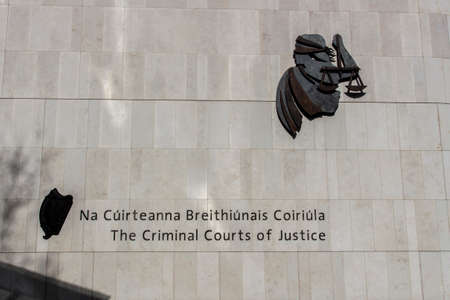 Wall at the entrance of the Criminal Courts of Justice in Dublin, Irelandの写真素材