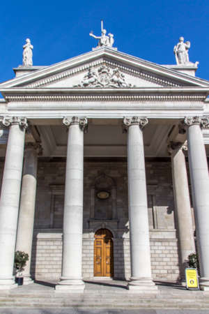 Bank of Ireland building in Dublin with beautiful pillars in front of the entranceのeditorial素材