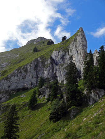 Hiking in Austria at Schafberg on the route to the peak of the mountainの写真素材