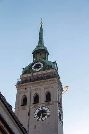The parish church of St. Peter, whose tower popularly known as Old Peter, one of Munich's most famous landmarkの写真素材
