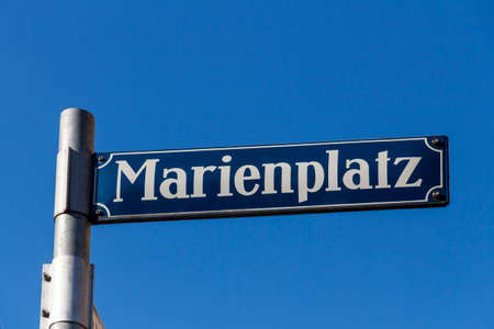 Marienplatz also called Mary's Square is one of the most vital places in Munich with the new city hall and numerous cafes and shopsの写真素材