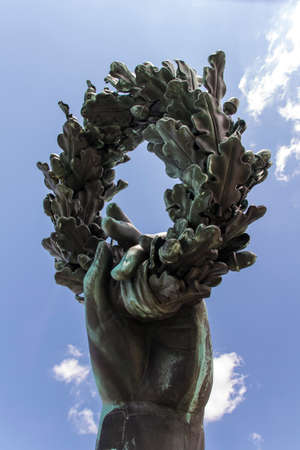 The Bavaria is a monumental, bronze sand-cast 19th-century statue and is located at Theresenwiese in Munich, where the famous Oktoberfest takes placeのeditorial素材