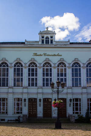 The theater of Crimmitschau was built in 1883 and is located close to the Sankt Laurentius Church, the building with a maximum capacity of 550 seats is used for theater, concerts and cabaretのeditorial素材