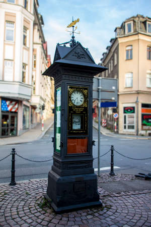 The advertisement is also called clock Annoncenuhr and is located in the inner city of Werdau at the...