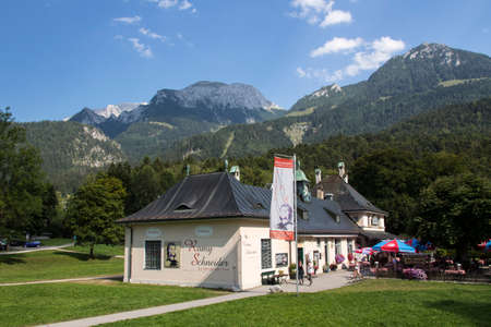Exhibition building as a contribute Romy Scheider, a famous actress, with the mountains around the Koenigssee in the backgroundのeditorial素材