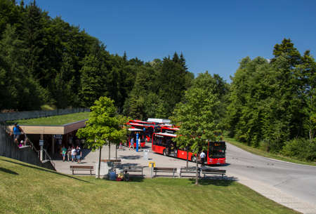 Bus station of the special mountain bus service to the top of the Eagle's Nest, where the Eagle's Nest Eagle's Nest is locatedのeditorial素材