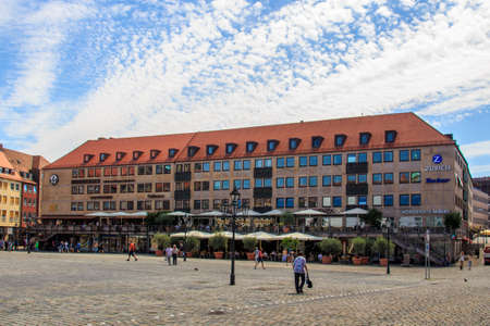 Buildings surrounding the Nuremberg Main Market Main Market Square, the city center of Nurembergのeditorial素材