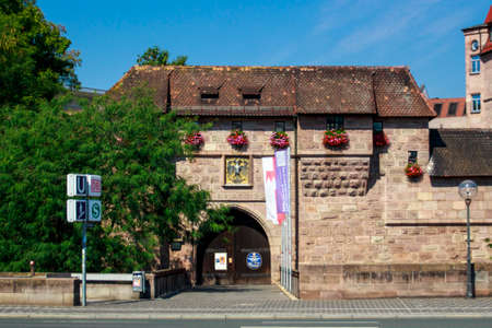The Frauentor Is The Main Gate in the south east of the Nuremberg city walls and beside the Remarkable Women's Tower Frauentorturm The Craftsman Coourtyard Handwerkerhof is locatedのeditorial素材