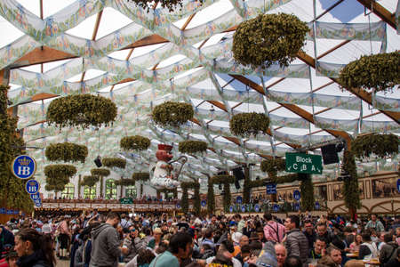 Inside the Hofbraeu beer tent at Oktoberfestのeditorial素材