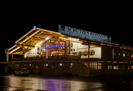 Nightshot of the Schuetzenfestzelt on Theresienwiese during Oktoberfestのeditorial素材