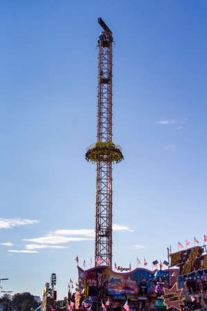 Free fall tower at Oktoberfest with 80 meter heightのeditorial素材
