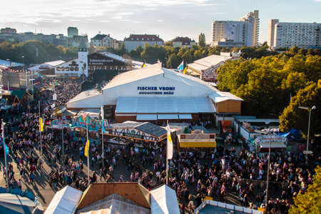 Aerial view on the Oktoberfest on Theresienwiese in Munichのeditorial素材
