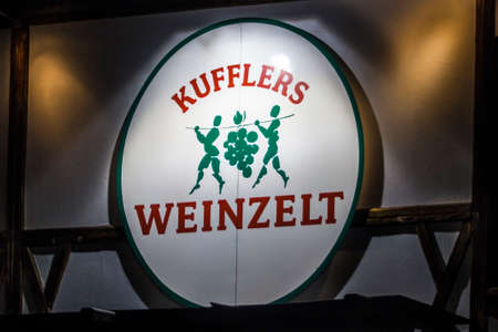 Nightshot of the Kuflers Weinzelt on Theresienwieseのeditorial素材