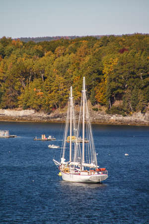Sailing boats in the bay of Bar Harbor (Maine, USA)