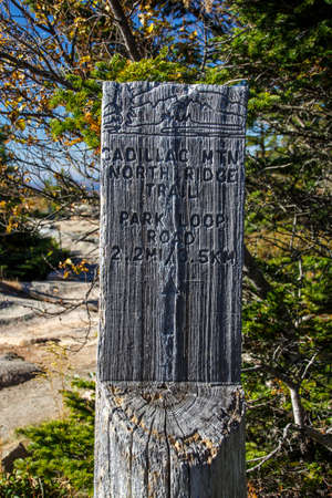 The natural beauty of the Acadia National Park in Bar Harbor (Maine, USA) from the Cadillac Mountain during the indian summer with changing foliage of fallの写真素材