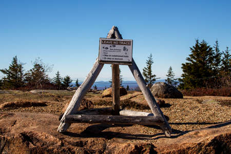 The natural beauty of the Acadia National Park in Bar Harbor (Maine, USA) from the Cadillac Mountain during the indian summer with changing foliage of fallの写真素材
