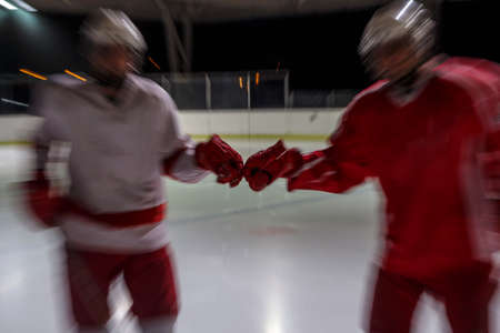 Ice hockey players on the iceの写真素材