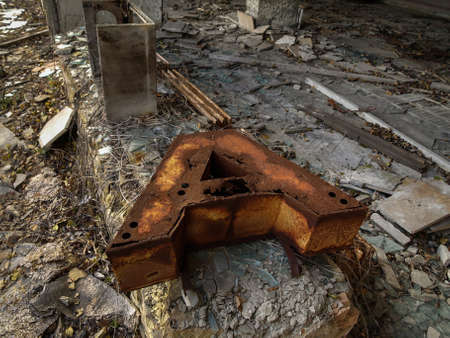 The ghost town Pripyat in the Chernobyl Exclusion Zone which was established after the nuclear disaster in 1986の写真素材