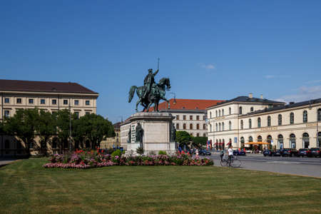 The monument Reiterdenkmal of King Ludwig I of Bavaria is located at the Odeosplatz in Munich