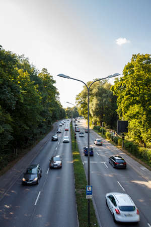 The Isarring is a large road in Munich dividing the English Garden in two partsのeditorial素材