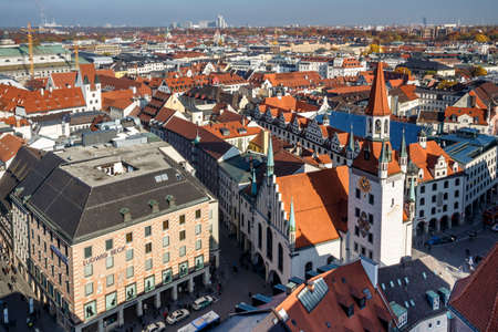 Marienplatz also called Mary's Square is one of the most vital places in Munich with the old town hall and numerous shopsのeditorial素材