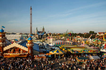 Munich, Germany - September 24, 2016: Aerial view on the Oktoberfest on Theresienwiese in Munichのeditorial素材