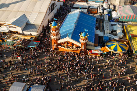 Munich, Germany - September 24, 2016: Aerial view on the Oktoberfest on Theresienwiese in Munichのeditorial素材