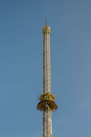 Munich, Germany - September 24, 2016: Free fall tower at Oktoberfest with 80 meter heightのeditorial素材