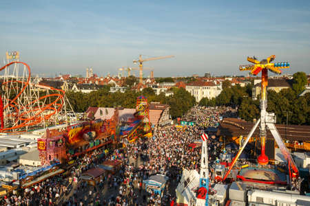 Munich, Germany - September 24, 2016: Aerial view on the Oktoberfest on Theresienwiese in Munichのeditorial素材