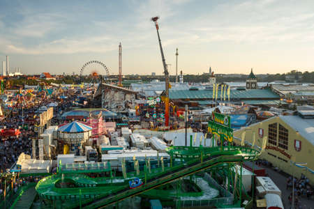 Munich, Germany - September 24, 2016: Aerial view on the Oktoberfest on Theresienwiese in Munichのeditorial素材