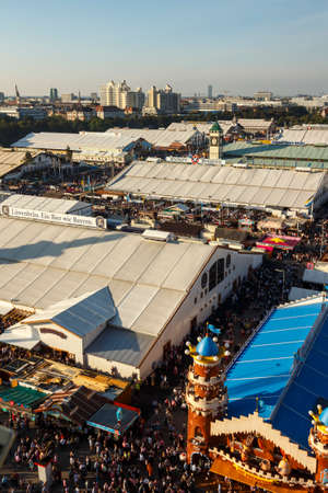 Munich, Germany - September 24, 2016: Aerial view on the Oktoberfest on Theresienwiese in Munichのeditorial素材