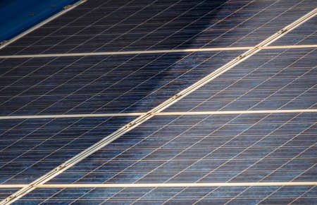 Solar collector on the roof of a building in Ruehstaedtの写真素材