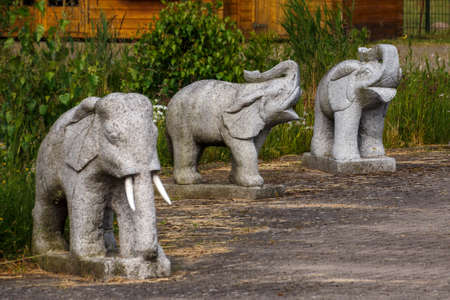 Three sculptures of elephantsの写真素材