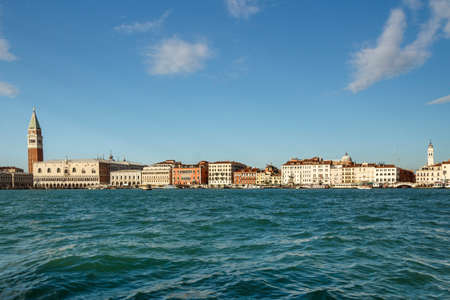 Seaside view on the Campanile of St Mark`s Basilica, the most popular landmark in the city of Veniceの写真素材