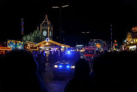 Munich, Germany - September 26, 2015: Emergency rescue service at the main street of the Octoberfest...